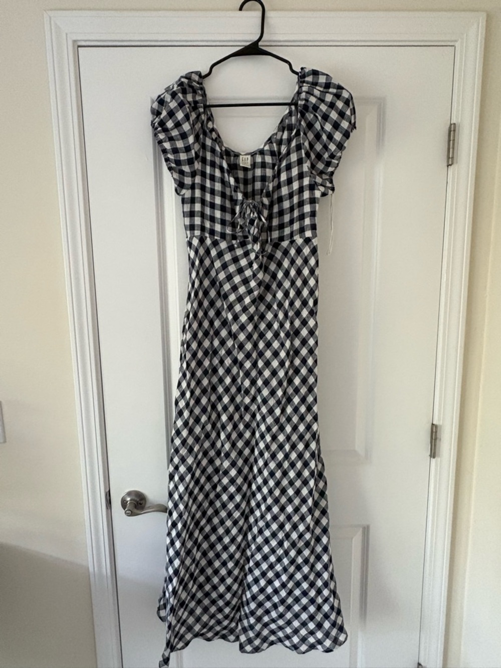 GAP Navy & White Gingham Scoop Neck Top